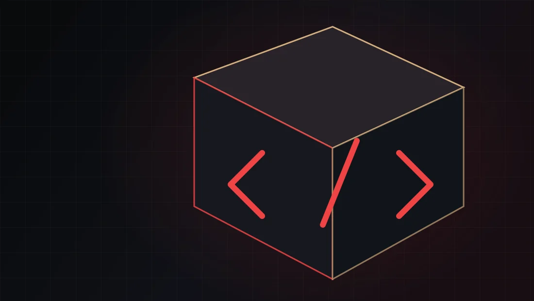 Angular code cube in orange-red light